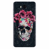 Husa silicon pentru Huawei Y6 2017, Colorful Skull Roses Space