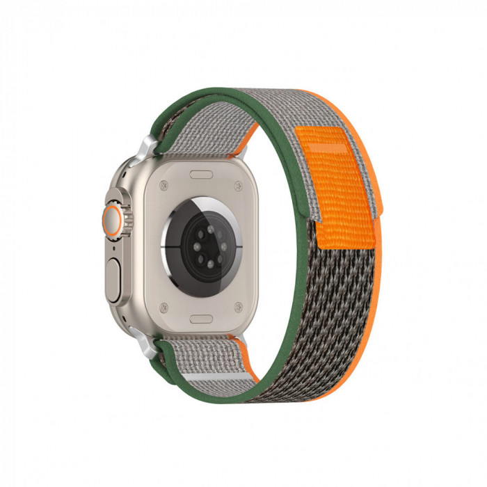 Curea pentru Apple Watch 1/2/3/4/5/6/7/8/SE/SE 2 (38/40/41mm) Techsuit Watchband (W039) Green / Orange