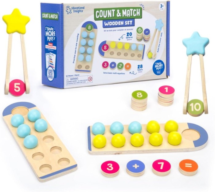 Joc din lemn - Numara si potriveste PlayLearn Toys