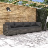vidaXL Set mobilier de grădină cu perne, 4 piese, poliratan, gri 3101429