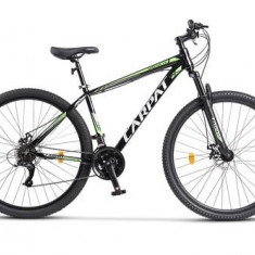 Bicicleta MTB-HT Carpat SPARTAN C2958B, Schimbator Index HE-M50, 7 viteze, Roti 29 Inch, Cadru Aluminiu, Frane pe Disc (Negru/Verde)