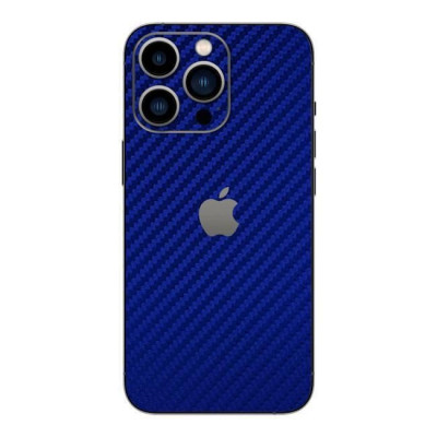 Set Folii Skin Acoperire 360 Compatibile cu Apple iPhone 15 Pro Max - ApcGsm Wraps Skin Carbon Blue foto