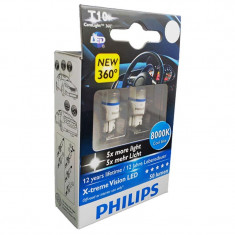 Bec Led W5W 12V 1W / 8000K ( Lumina Bleu ). X-Treme Vision Set 2 Buc Philips foto