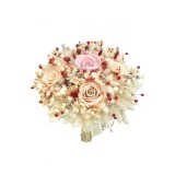 Buchet mare personalizabil cu trandafiri naturali criogenati si flori naturale uscate si criogenate, (Roz Verde)