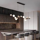 Lustra Suspendata LED Acril Aurion 29W cu Telecomanda, Dimabila, Negru Auriu, Metal si Acril ModernLight Concept