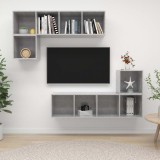 VidaXL Set de dulapuri TV, 4 piese, gri beton, lemn prelucrat