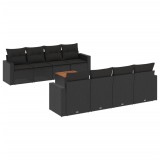 Cumpara ieftin Set mobilier de gradina cu perne, 9 piese, negru, poliratan