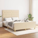 VidaXL Cadru de pat fără saltea, crem, 140x200 cm, textil