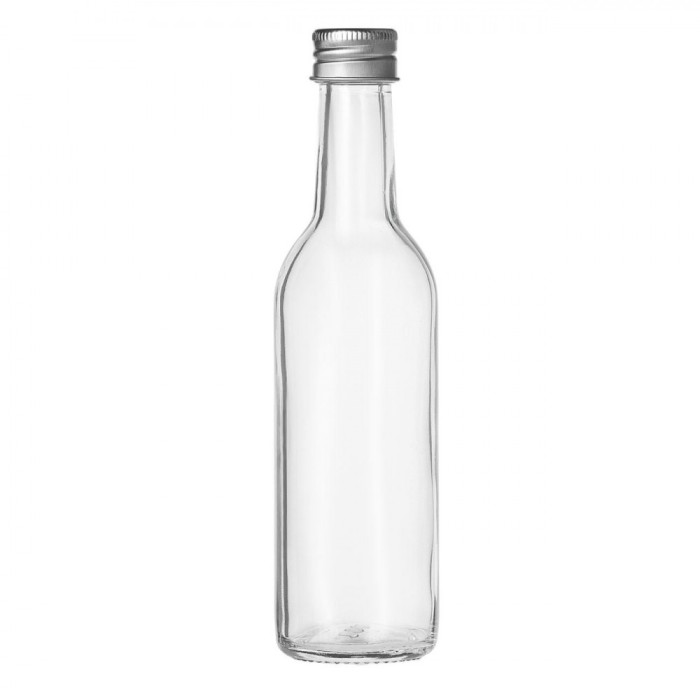 Sticlă cu Capac Metalic, Capacitate 100ml, Transparentă