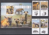 Angola 2019 - Hiene, Serie cu Tapsuri + Colita, MNH