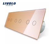 Cumpara ieftin Intrerupator touch triplu Livolo din sticla termorezistenta, auriu