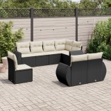 Gossi set mobilier de gradina cu perne, 8 piese, negru, poliratan