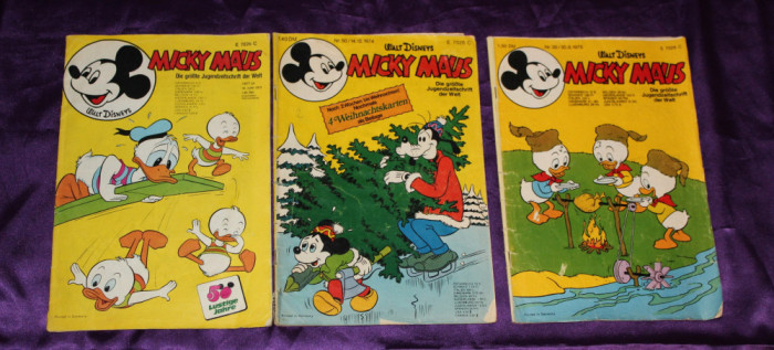 Micky Maus / Mickey Mouse - lot 3 reviste benzi desenate limba germana 1973-1975