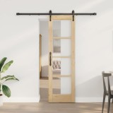 vidaXL Ușă glisantă natural 61 x 198,5 cm Lemn masiv de pin și sticlă 3332321