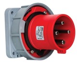 Fisa stecher incastrabil 4 poli 63A 3P+PE drept 380V culoare rosie IP67 6h CEE 100x100mm, METE