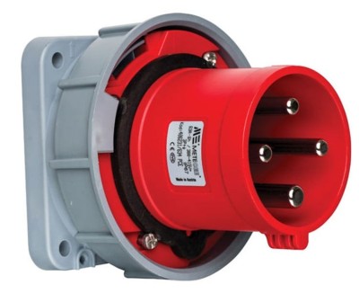 Fisa stecher incastrabil 4 poli 63A 3P+PE drept 380V culoare rosie IP67 6h CEE 100x100mm foto