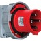Fisa stecher incastrabil 4 poli 63A 3P+PE drept 380V culoare rosie IP67 6h CEE 100x100mm