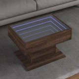 VidaXL Măsuță de cafea cu LED stejar maro 70x50x45 cm lemn prelucrat