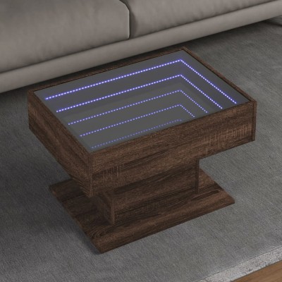 vidaXL Măsuță de cafea cu LED stejar maro 70x50x45 cm lemn prelucrat 847538 foto