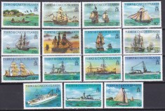 DB1 Turks &amp; Caicos 1983 Corabii Vapoare 15 v. MNH