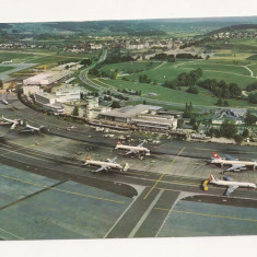 SH1-Carte Postala-ELVETIA , Aeroport Zurich-Kloten ,Circulata 1969