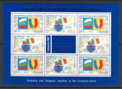 Romania 2006 - LP 1748 a nestampilat - Romania si Bulgaria in UE - bloc 8+1 foto