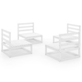 Set mobilier de gradina, 4 piese, alb, lemn masiv de pin
