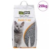 vidaXL Așternut Pisici Bentonit 20L, Absorbant, Control Miros, Parfum Pudra Bebeluși, Granule Mari, Gri