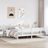 VidaXL Cadru de pat fără saltea, alb, 200x200 cm, lemn masiv pin