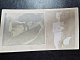 2 fotografii vechi, cca 1900, cu tema erotica, lipite pe carton