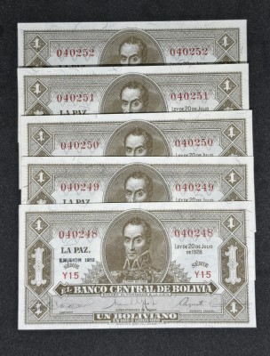1 Bolivano Bolivia UNC CONSECUTIVE foto