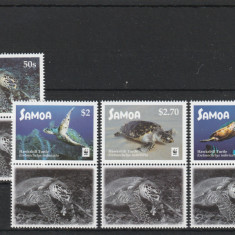 Samoa 2016-Fauna,WWF,Testoase,Serie 4 valori,cu vignete I,,MNH,Mi.1348-1351