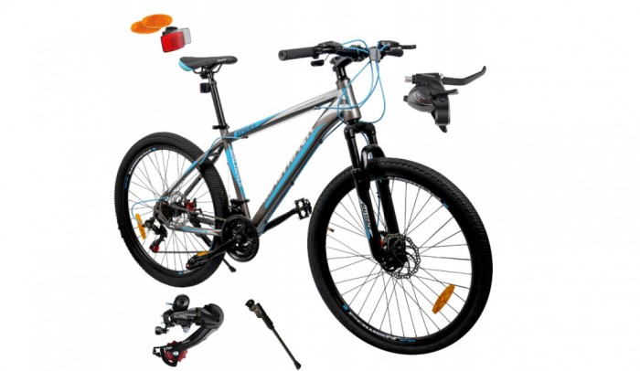 Bicicleta MTB26 Grey / Blue, 21 viteze, cadru 18&quot;, roti 26&quot;, MalTrack 110982