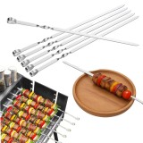 Cumpara ieftin Set 6 ace pentru frigarui Koken, otel inoxidabil, 45 cm, reutibilizabile, perfect pentru frigarui, carne, peste sau fructe