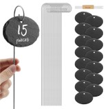 Set 15 Etichete din ardezie Navaris cu 15 Stalpi din metal si creta, 4x2,75 inch, 53850.04