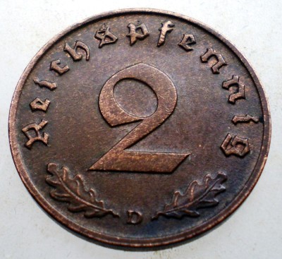 2.841 GERMANIA 2 REICHSPFENNIG 1938 D foto