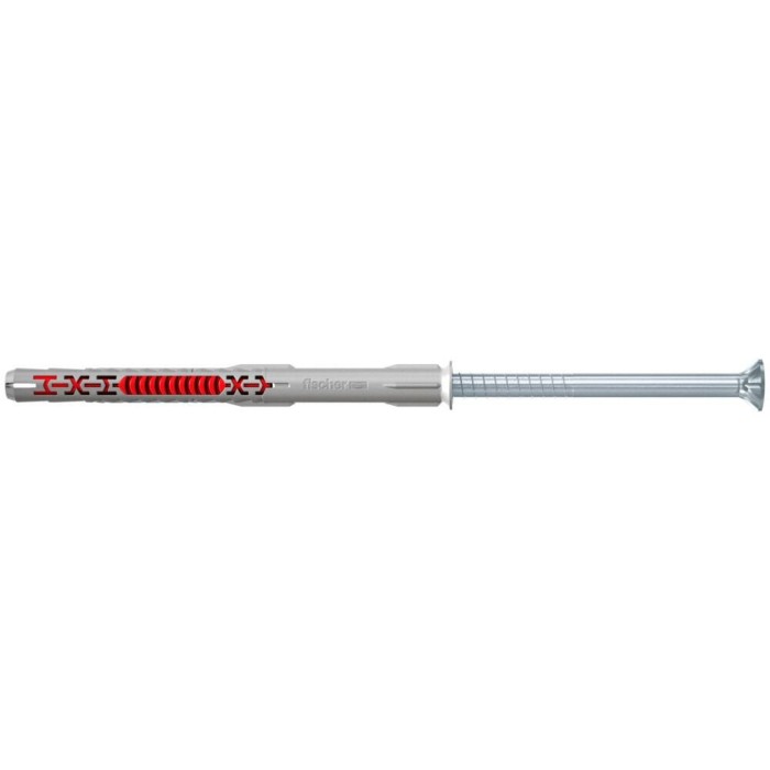 Diblu universal, din nylon, Fischer DuoXpand T, 10 x 140 mm, cu surub, zincat alb, cu cap inecat, Torx, TX30