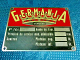 4012-Reclama metalica Germania depose. Alama colorata. Marimi-11/8 cm.
