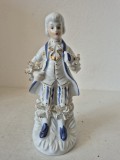 Statuetă Porțelan Vintage &ndash; Stil Rococo cu Detalii Aurite (19 cm)