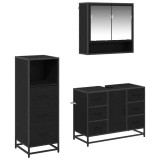 VidaXL Set de mobilier pentru baie 3 pcs Stejar negru 80 x 33 x 60 cm 3402496