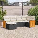 VidaXL Set mobilier de grădină cu perne, 6 piese, negru, poliratan