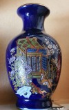 Vază japoneză Satsuma albastră cobalt,impecabilă