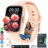 Cumpara ieftin Ceas smartwatch femei, VortexIQ by BIRAI&reg;, ecran TFT 1.85&quot;, inteligent, fitness, sport, rezistent apa 3ATM, smart, notificari, wireless, apel Bluetoot