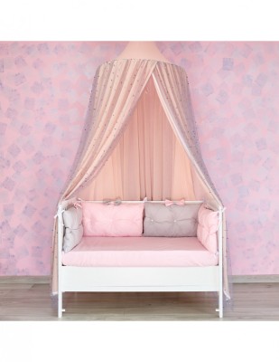 Baldachin de tavan din tulle si voal, peach gri foto