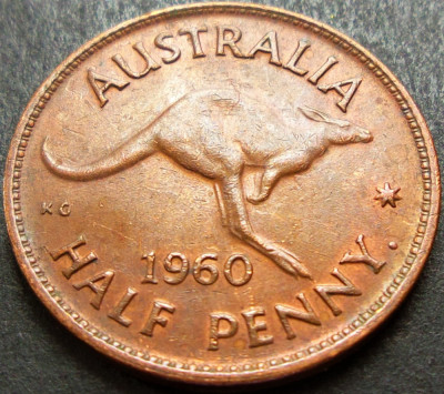 Moneda exotica HALF PENNY - AUSTRALIA, anul 1960 * cod 600 foto