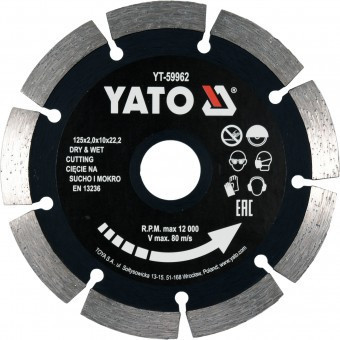 Disc diamantat taiere gresie si faianta, Yato YT-59962, segmentat, diametru 125 mm foto