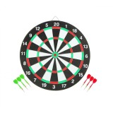 Set joc darts, placa dubla cu 6 sageti, diametru 36 cm, grosime 10 mm, multicolor