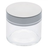 Borcan Sticlă, 50ml, Capac Aluminiu, Transparent, Diametru 5.5cm, &Icirc;nălțime 5.5cm, Oem