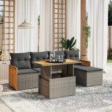 Set mobilier gradina cu perne, 6 piese, gri, poliratan