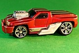 Camionetă Hot Wheels 2007, vintage, Made in China . Diecast, carcasă metalică roșie dungi argintii, detalii de top. Cabrează la impact. Motor expus X